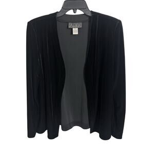 Vtg 90s Alex Evenings Black Velvet Open Front Blazer Size Large Fairy Grunge